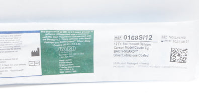 Bard 0168SI12 Bardex I.C. Anti-Infective Foley Cath. 12 Fr 5cc Ribbed Balloon